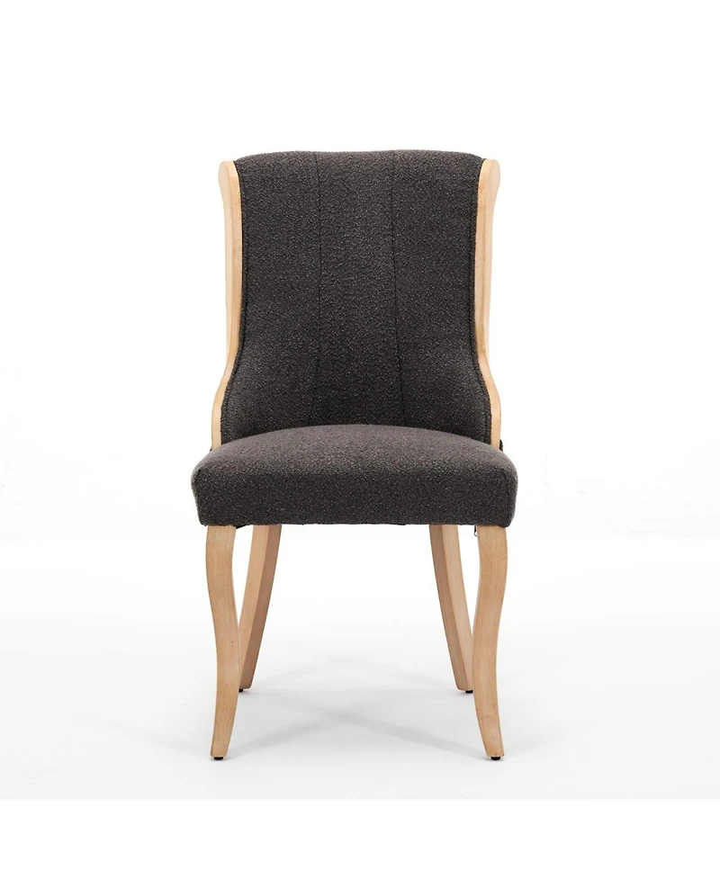 Streamdale Furniture Snow Velvet Dining Chairs, Curved Wood, Gray (Set of 2)