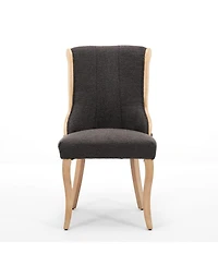 Streamdale Furniture Snow Velvet Dining Chairs, Curved Wood, Gray (Set of 2)