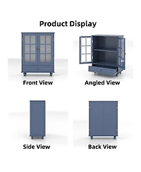 Streamdale Furniture Minimalist Blue Buffet Cabinet - Glass Doors & Drawer