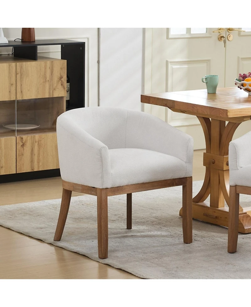 Streamdale Furniture Mid Century Modern Beige Barrel Dining Chair with Arms