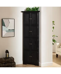 Streamdale Furniture 4-Tier Corner Kitchen Pantry Cabinet with Doors & Shelves - Black