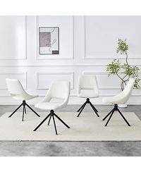 Streamdale Furniture Swivel Dining Chairs Set of 4, Gold Mesh Leather, High Back (White)