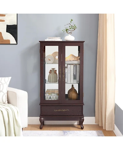 Streamdale Furniture Lighted Glass Curio Cabinet with Adjustable Shelves