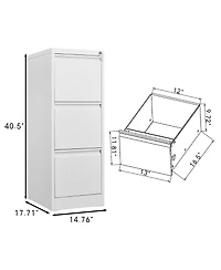 Streamdale Furniture 3-Drawer Metal File Cabinet with Lock