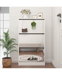 Streamdale Furniture 3-Tier Wood Shoe Cabinet with Mirror