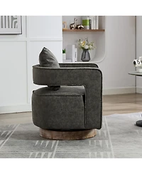 Streamdale Furniture Swivel Accent Barrel Chair with Weathered Base, 29.1"W