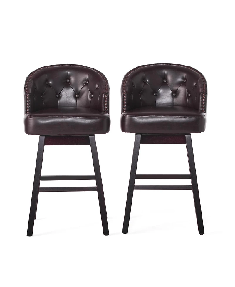Streamdale Furniture 360 Degree Swivel Bar Stool with Stunning Nailhead Trim, Set of 2