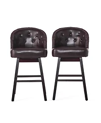 Streamdale Furniture 360 Degree Swivel Bar Stool with Stunning Nailhead Trim, Set of 2