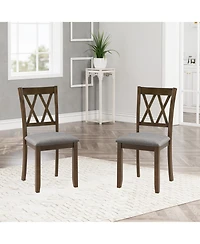 Streamdale Furniture Walnut Wood Dining Chairs Set of 4, Padded Seat