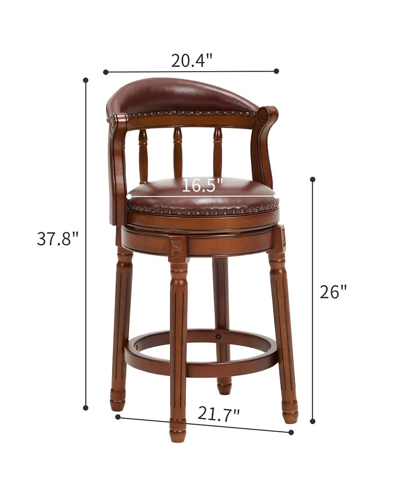 Streamdale Furniture Leather Swivel Bar Stool, 26.5", Brown