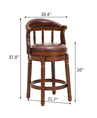 Streamdale Furniture Leather Swivel Bar Stool, 26.5", Brown