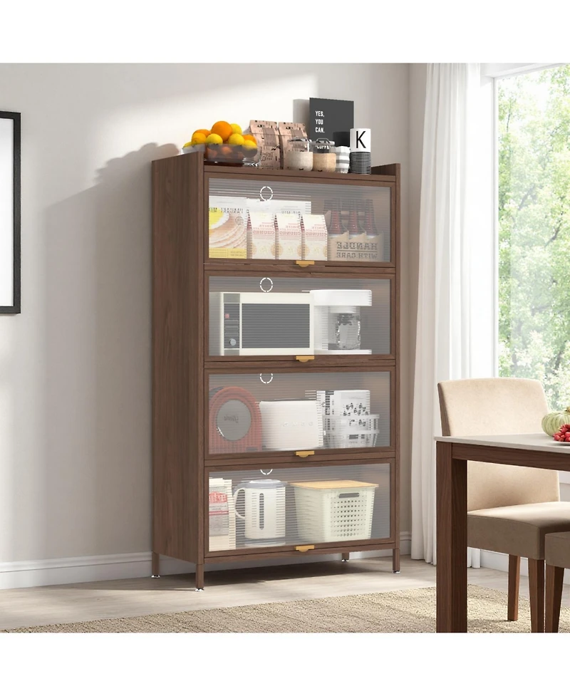 Streamdale Furniture 57" Metal Flip Door Cabinet - Walnut