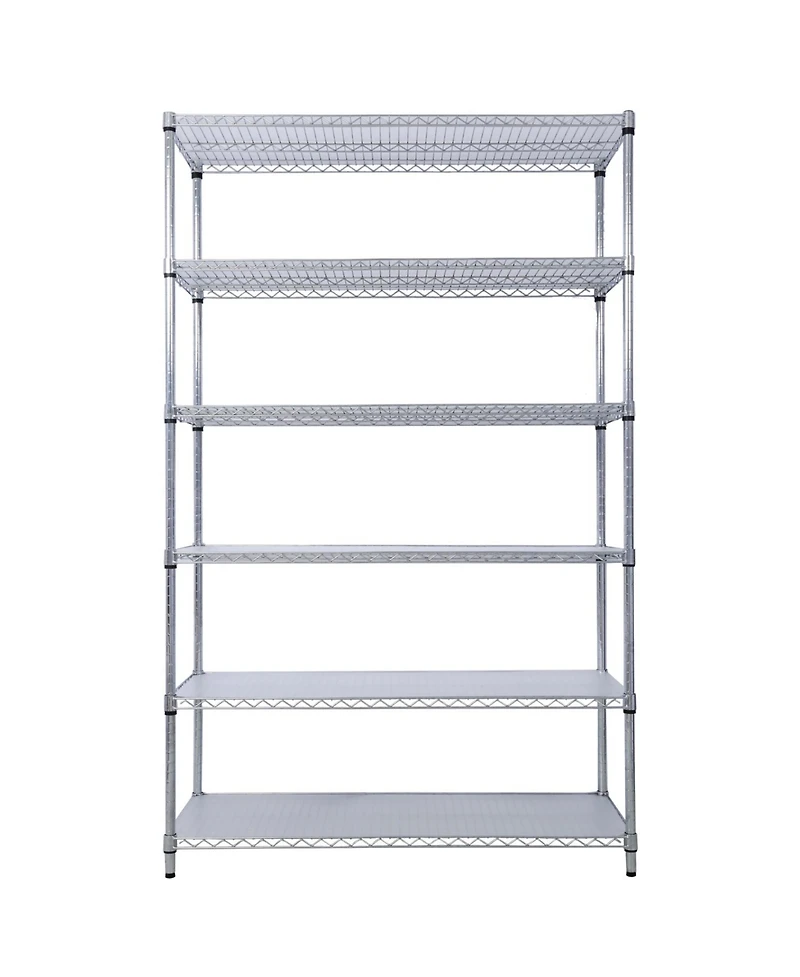 Streamdale Furniture 6 Tier 6000lbs Nsf Metal Wire Shelf Unit w/Wheels & Liners Chrome