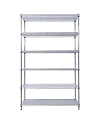 Streamdale Furniture 6 Tier 6000lbs Nsf Metal Wire Shelf Unit w/Wheels & Liners Chrome