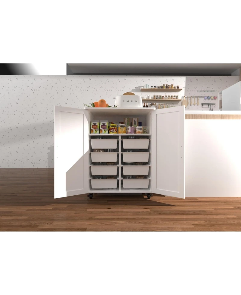 Streamdale Furniture White Storage Cabinet - Large Capacity Sturdy & Durable