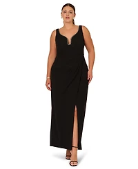 Adrianna Plus Embellished Crepe Gown