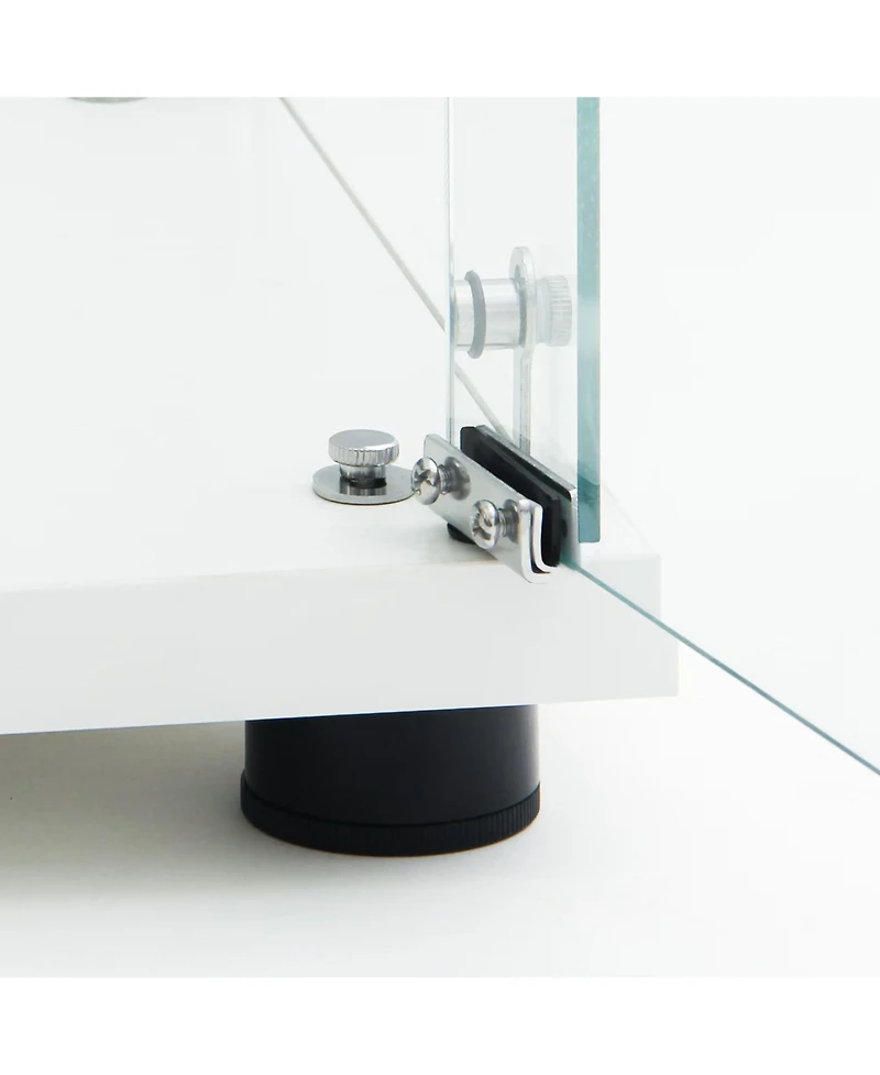 Streamdale Furniture Tempered Glass Display Cabinet w/ Led, Lock, Mirror Back - White