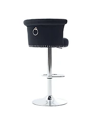 Streamdale Furniture Streamdale Velvet Bar Stool, Adjustable Swivel, Silver Legs