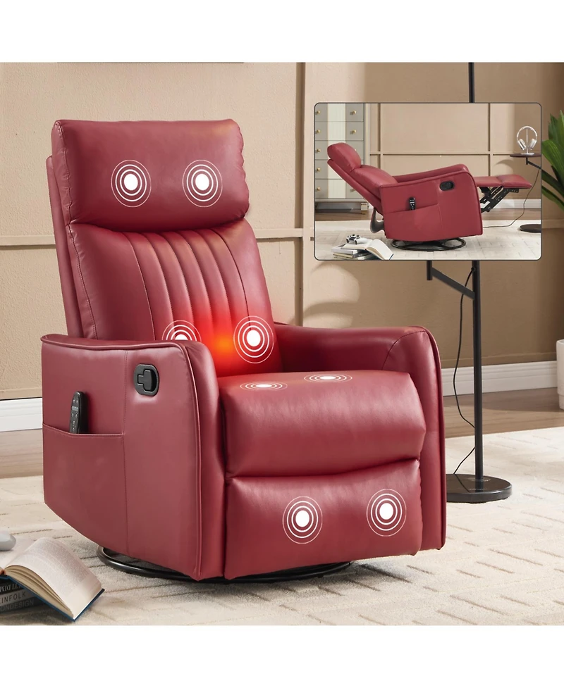 Streamdale Furniture Faux Leather Massage Recliner Rocker Swivel Chair