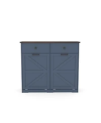 Streamdale Furniture Farmhouse Blue Double Tilt Out Trash Cabinet