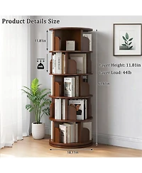 Streamdale Furniture Rotating Bookshelf 5-Tier 360 Spinning Tower - Walnut