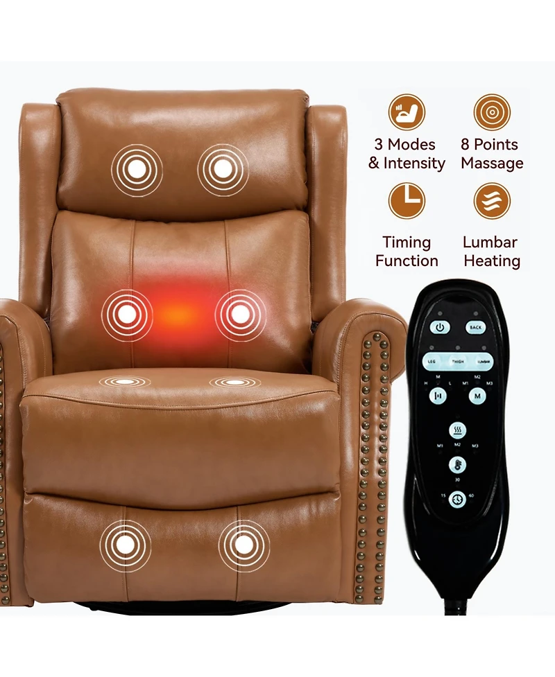 Streamdale Furniture Streamdale Leather Heat Massage Rocker Recliner