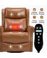 Streamdale Furniture Streamdale Leather Heat Massage Rocker Recliner