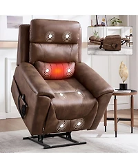 Streamdale Furniture Power Lift Recliner w/ Massage & Heat, 350 Lbs, Brown