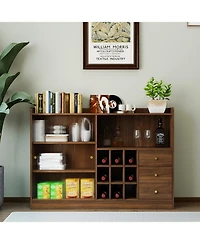 Streamdale Furniture Striped Glass Door Sideboard