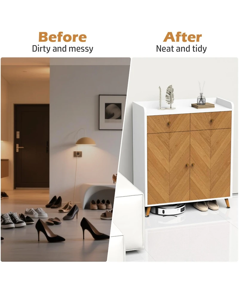 Streamdale Furniture 4-Tier Shoe Cabinet with Drawers & Doors