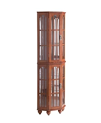 Streamdale Furniture Corner Curio Cabinet with Adjustable Glass Shelves and Mirrored
