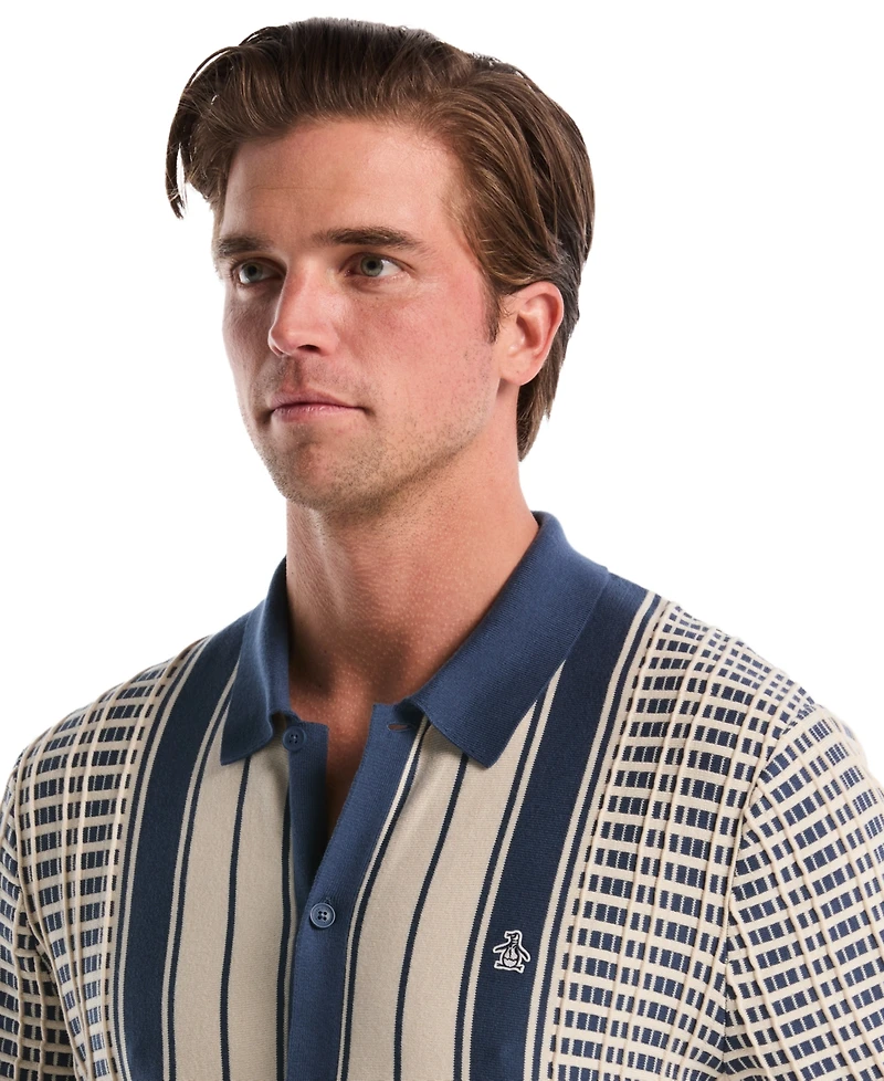 Original Penguin Men's Plaid & Stripe Patterned Slim-Fit Polo Sweater