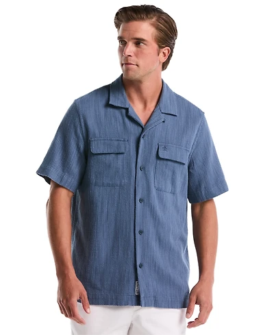 Original Penguin Men's Textured Camp-Collar Shirt