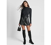 Dkny Jeans Women's Jewel Button Shoulder Mock Neck Long-Sleeve T-Shirt