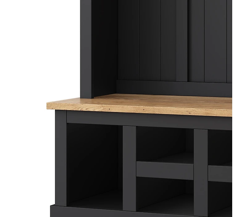 Farmhouse Hall Tree with Bench, Shoe Storage, Coat Rack