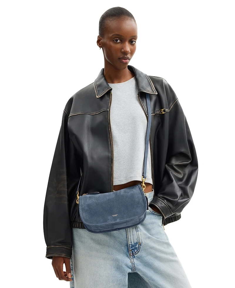 Coach Waverly Small Suede Shoulder Bag