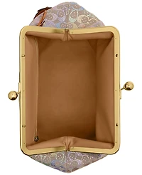 Coach Crystal Signature Jacquard Kisslock Frame Medium Shoulder Bag