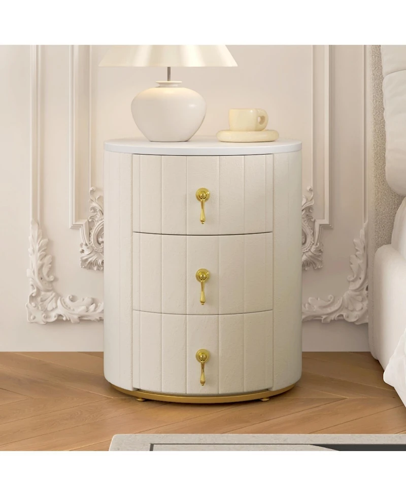 Streamdale Furniture Upholstered 3-Drawer Nightstand