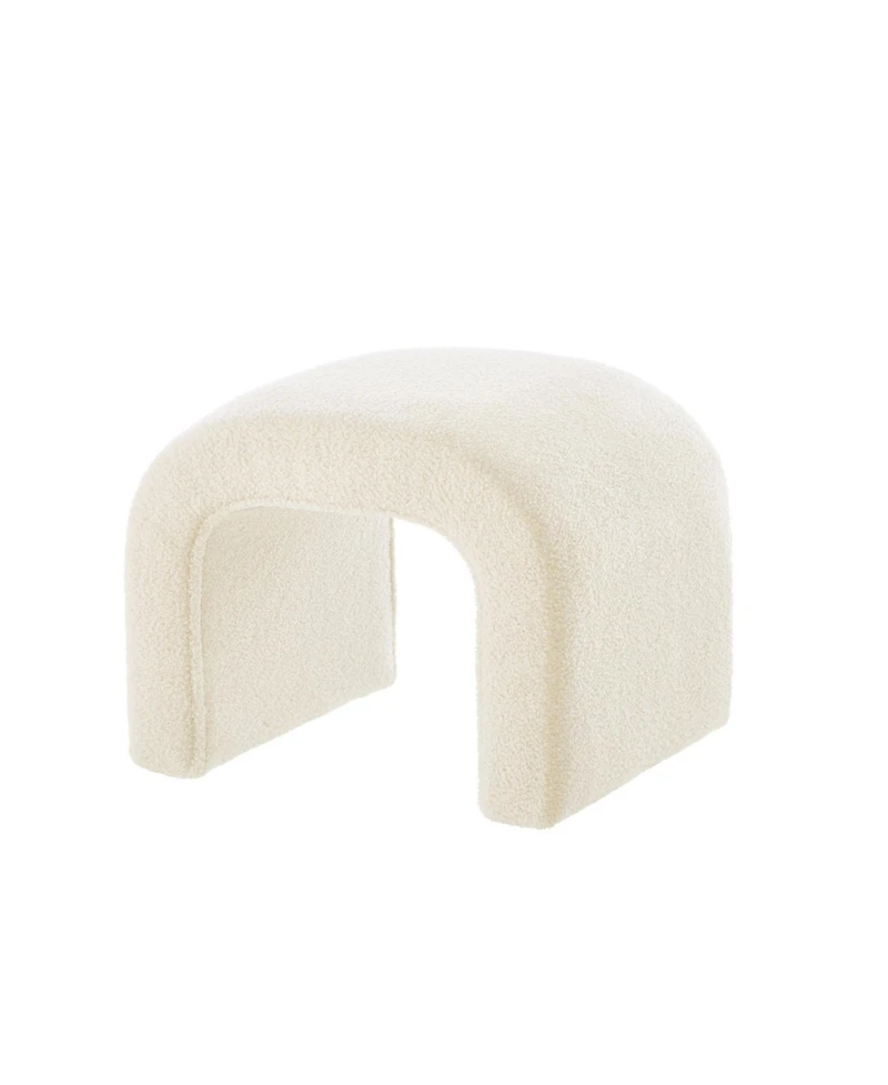 Streamdale Furniture U-Shaped Teddy Ottoman Bench Set of 3- Cream