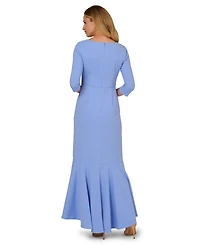 Adrianna Papell Women's Asymmetrical Bead Crepe Gown