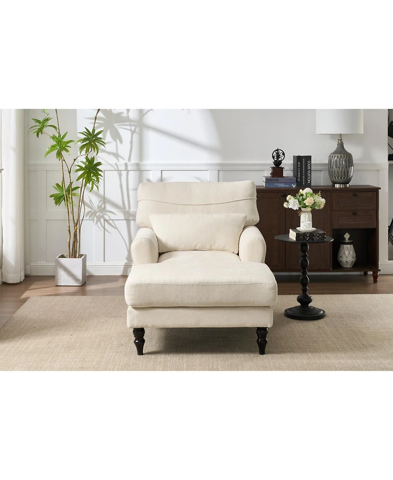 Streamdale Furniture Modern White Chaise Lounge Sofa Recliner