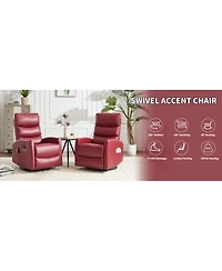 Streamdale Furniture Red Fabric Heat Massage Rocker Recliner