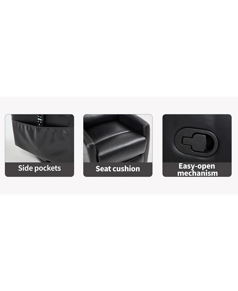 Streamdale Furniture Heat Massage Rocker Recliner Chair, Swivel Fabric