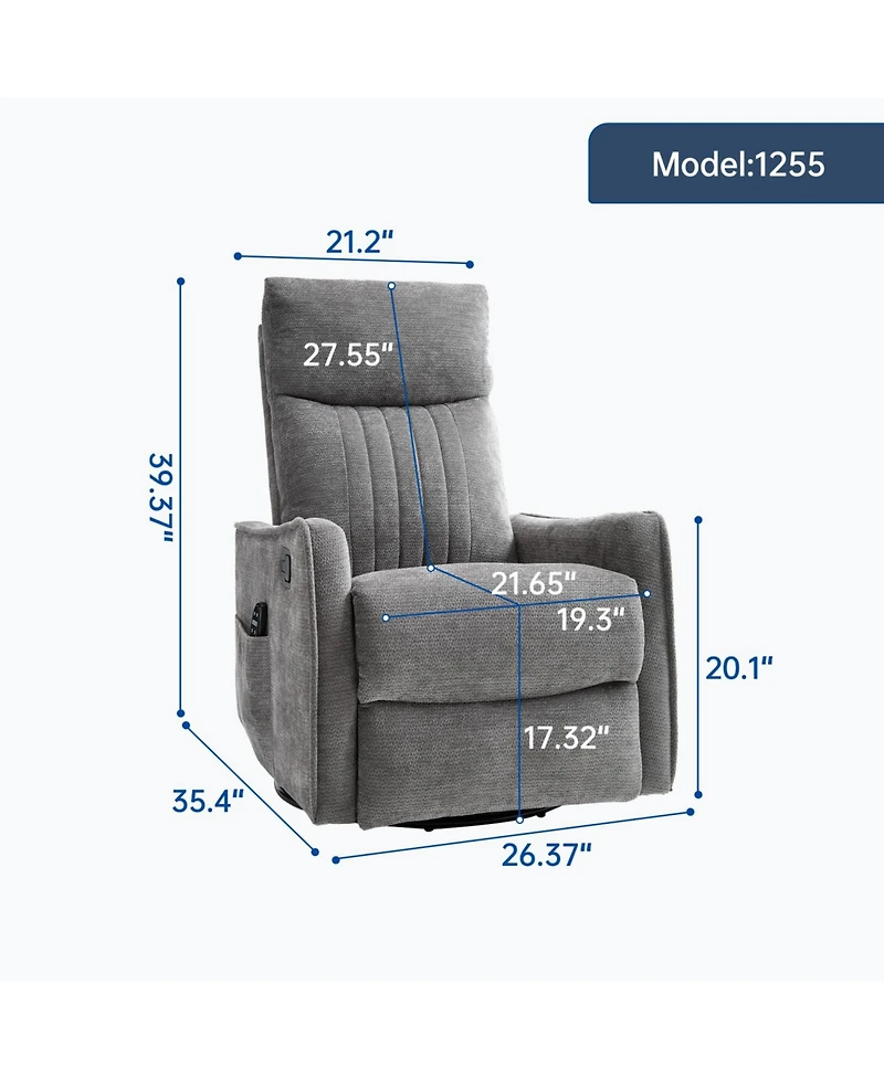 Streamdale Furniture Dark Grey Heat & Massage Rocker Recliner
