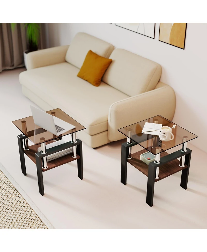 Streamdale Furniture Modern Glass Tea/Coffee Table Set