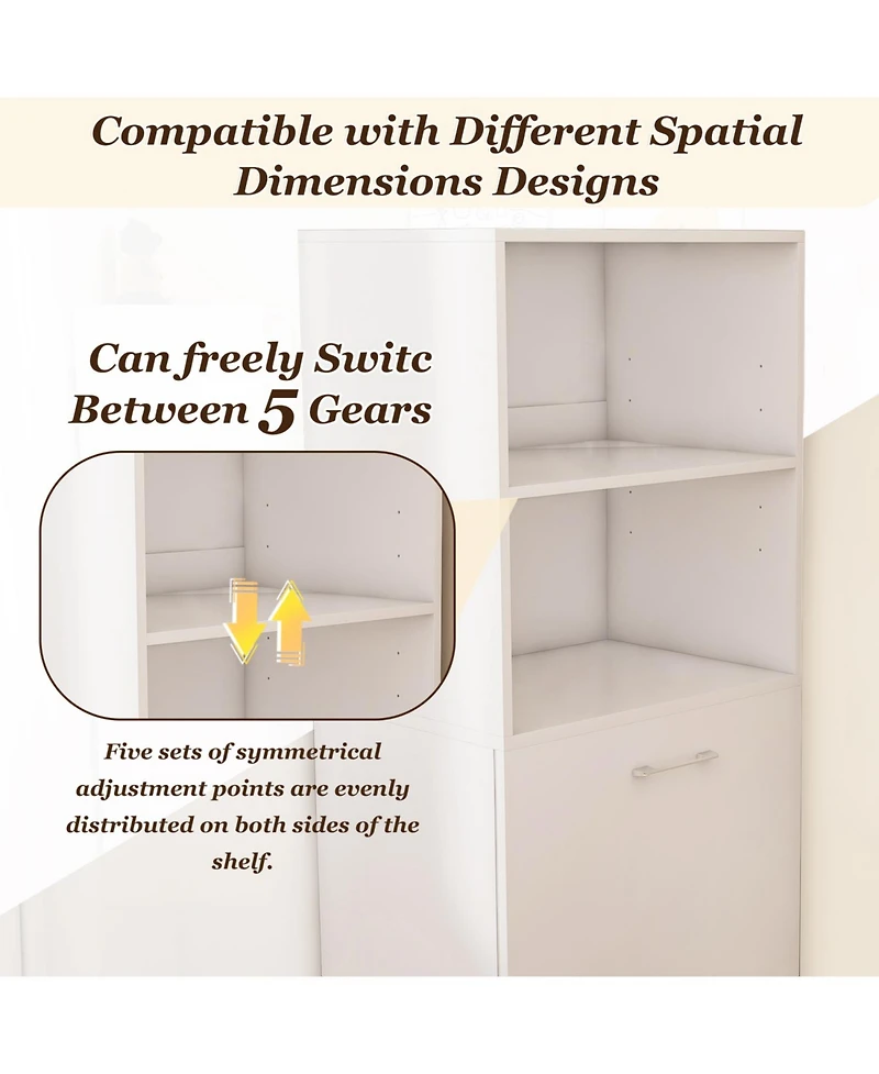 Streamdale Stretchable desk with storage shelves and wheels white