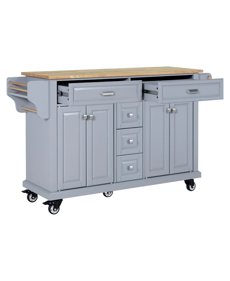 Simplie Fun Cambridge Natural Wood Top Kitchen Island with Storage