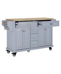 Simplie Fun Cambridge Natural Wood Top Kitchen Island with Storage