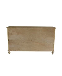 Streamdale Furniture Hollow-Carved Accent Cabinet Distressed Wood Adjustable Shelves