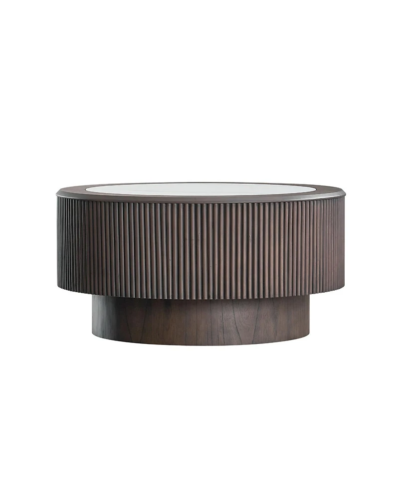 Streamdale Furniture Marble Pattern Coffee Table - Round, Dark Brown
